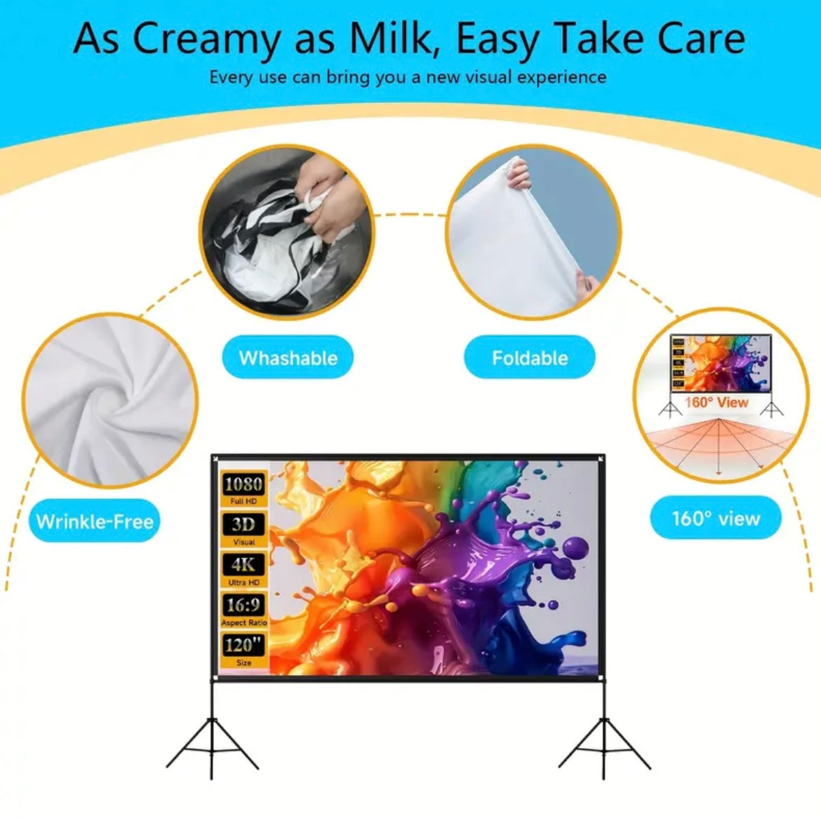 Portable Anti-Light Projector Screen (One Set)