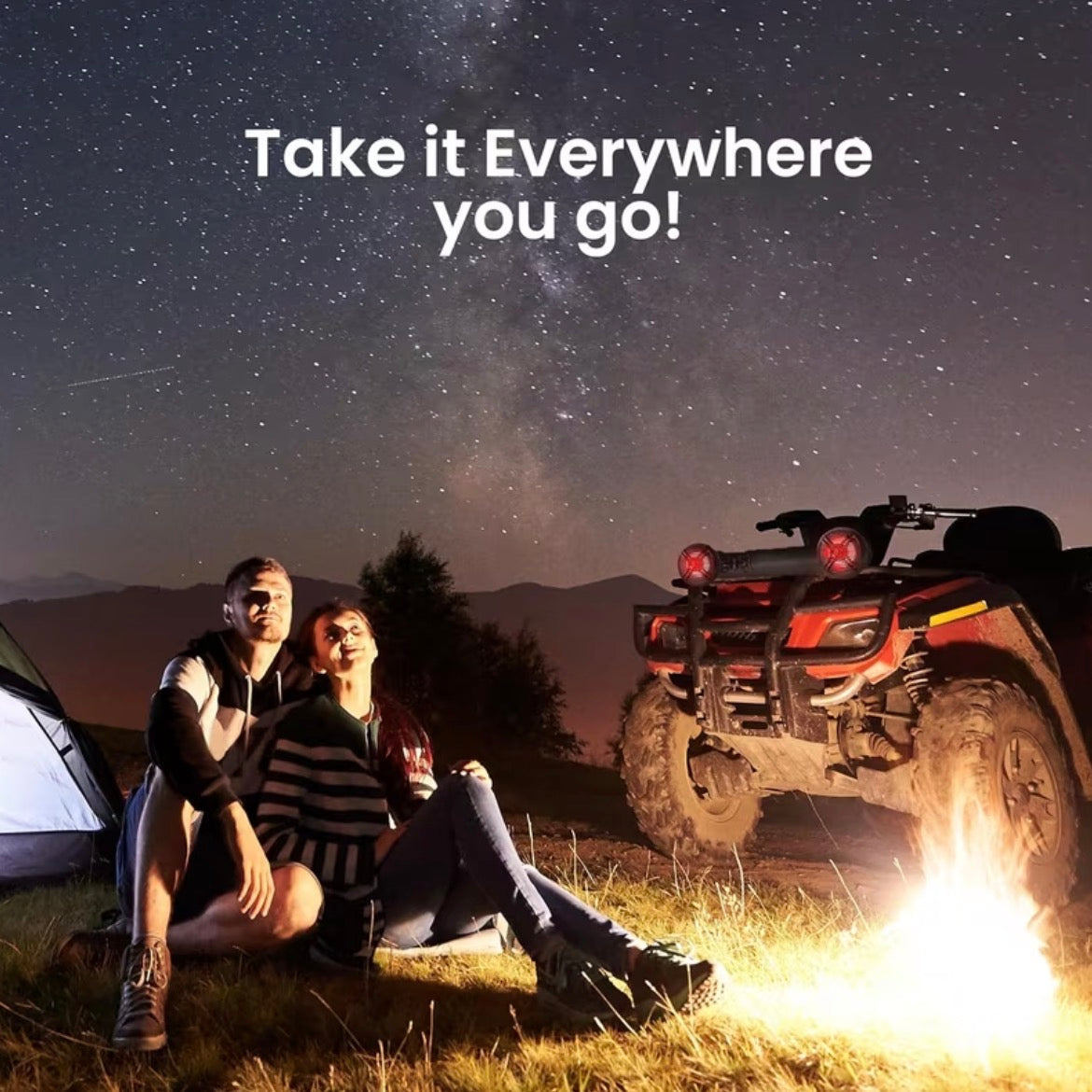 Marine ATV Powered Speakers with Dual 2-Way Audio, Wireless Bluetooth 4.0, Built-in Color Changing LED Lights, Weather-Resistant IP44 Housing, Rugged Off-Road Audio System for ATVs, UTVs, Golf Carts, Jetskis, Snowmobiles, Includes In-Line Volume