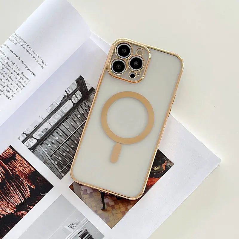 Magnetic Charging Phone Case with Plated Frame